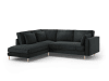 Canapé d'angle 5 places en tissu structuré noir