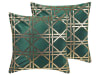 Set di 2 cuscini decorativi geometrico 45 x 45 cm verde e oro