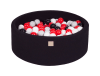 Piscine noire à balles noires, grises, rouges et blanches H30cm