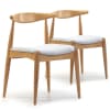 Pack 2 sillas color roble, madera maciza, 52,5 x 50 x 74,5 cm