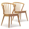 Pack 2 chaises, couleur chêne, bois massif, 55 cm x 58,5 cm x 84 cm