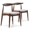 Pack 2 chaises, couleur noyer, bois massif, 52,5 cm x 50 cm x 74.5 cm