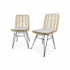 Dos sillas de ratán natura y metal, cojines beige