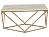 Tavolino effetto marmo beige e oro 80 x 80 cm