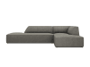 Canapé d'angle droit 4 places en tissu velours côtelé gris clair