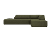 Canapé d'angle droit 4 places en tissu velours côtelé vert