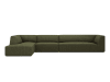Canapé d'angle gauche 5 places en tissu velours côtelé vert