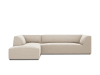 Canapé d'angle gauche 4 places en tissu velours beige