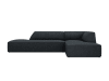 Canapé d'angle droit 4 places en tissu velours côtelé noir