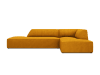 Canapé d'angle droit 4 places en tissu velours côtelé jaune