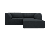 Canapé d'angle droit 3 places en tissu velours côtelé noir