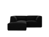 Canapé d'angle gauche 3 places en tissu velours noir