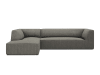 Canapé d'angle gauche 4 places en tissu velours côtelé gris clair