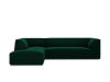 Canapé d'angle gauche 4 places en tissu velours vert bouteille