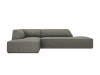 Canapé d'angle gauche 4 places en tissu velours côtelé gris clair