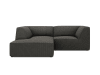 Canapé d'angle gauche 3 places en tissu velours côtelé gris foncé