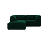 Canapé d'angle gauche 3 places en tissu velours vert bouteille