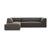 Canapé d'angle gauche 4 places en tissu velours gris foncé