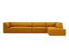Canapé d'angle droit 5 places en tissu velours côtelé jaune