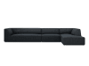 Canapé d'angle droit 5 places en tissu velours côtelé noir