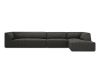 Canapé d'angle droit 5 places en tissu velours côtelé gris foncé