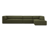 Canapé d'angle droit 5 places en tissu velours côtelé vert