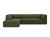 Canapé d'angle gauche 4 places en tissu velours côtelé vert