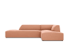 Canapé d'angle droit 4 places en tissu velours rose