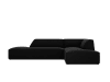 Canapé d'angle droit 4 places en tissu velours noir