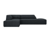 Canapé d'angle gauche 4 places en tissu velours côtelé noir