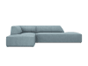 Canapé d'angle gauche 4 places en tissu velours côtelé bleu clair