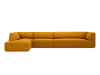 Canapé d'angle gauche 5 places en tissu velours côtelé jaune