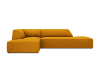 Canapé d'angle gauche 4 places en tissu velours côtelé jaune