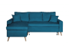 Canapé d'angle convertible 3 places scandinave en velours - Bleu