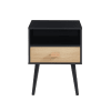 Table de chevet  noir et effet bois et chêne 1 tiroir 40cm
