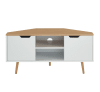 Meuble tv d'angle   blanc et effet bois et chêne  2 portes 115cm