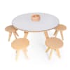 Tavolo da disegno multiuso in legno XXL D90 cm e 4 sgabelli