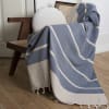 Plaid coton bleu marine 160x250