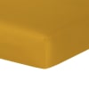 Drap housse satin de coton jaune moutarde 180x200x40