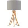 Lampe de table bambou abat-jour lin gris clair, h. 59cm