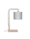 Lampe de table bambou abat-jour lin gris clair, h. 47cm