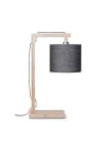 Lampe de table bambou abat-jour lin gris fonc√©, h. 47cm