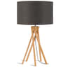 Lampe de table bambou abat-jour lin gris fonc√©, h. 59cm