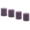 Set de 4 bougies cylindriques violette foncé H