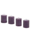 Set de 4 bougies cylindriques violette foncé H5