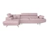 Canapé angle gauche convertible avec coffre en tissu - Vieux rose