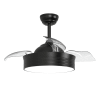 Ventilador de techo con luz LED negro 3 palas retráctiles 90cm