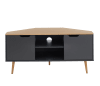 Meuble tv d'angle  gris et effet chêne 2 portes 115cm noir et bois