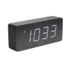 Horloge réveil en bois h. 9 cm noir
