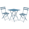 Table de jardin et 2 chaises acier bleu pacific